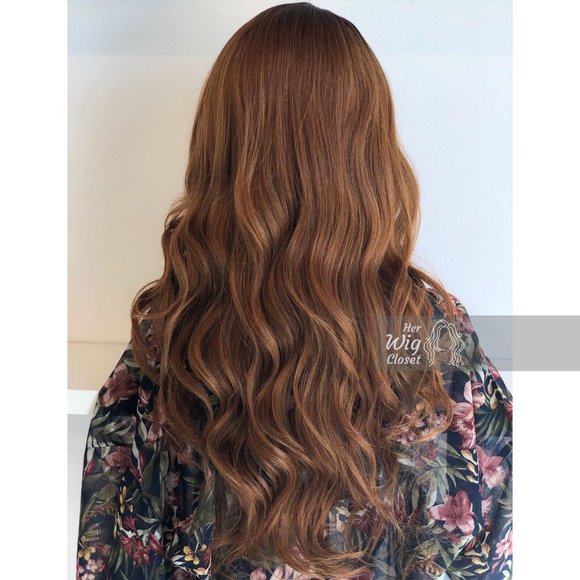 30" Side Part Auburn Brown Wavy Wig | Cecelia - Picture 3 of 8